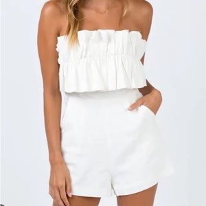 princess Polly off white strapless romper! Only worn once!!!